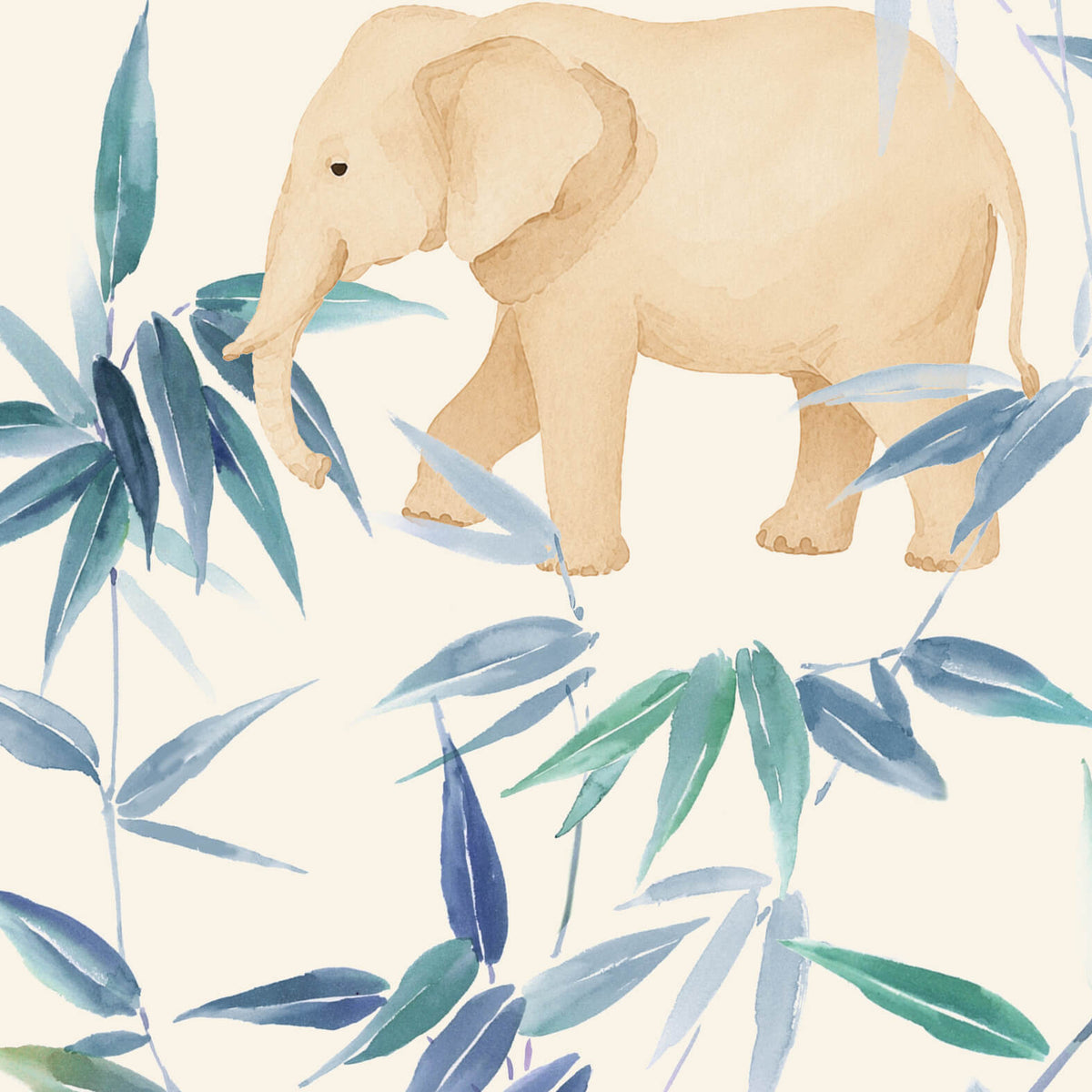 Elephants in Bloom - Blue Sample