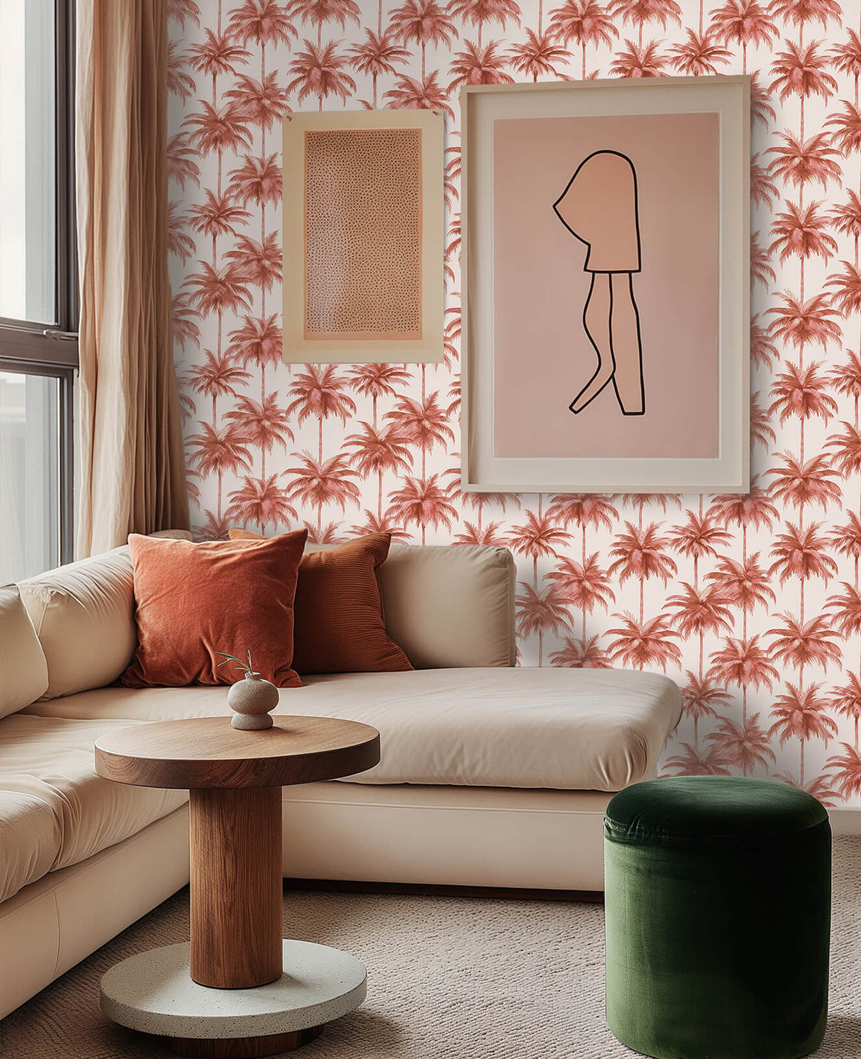 Peony Green Behang Sample