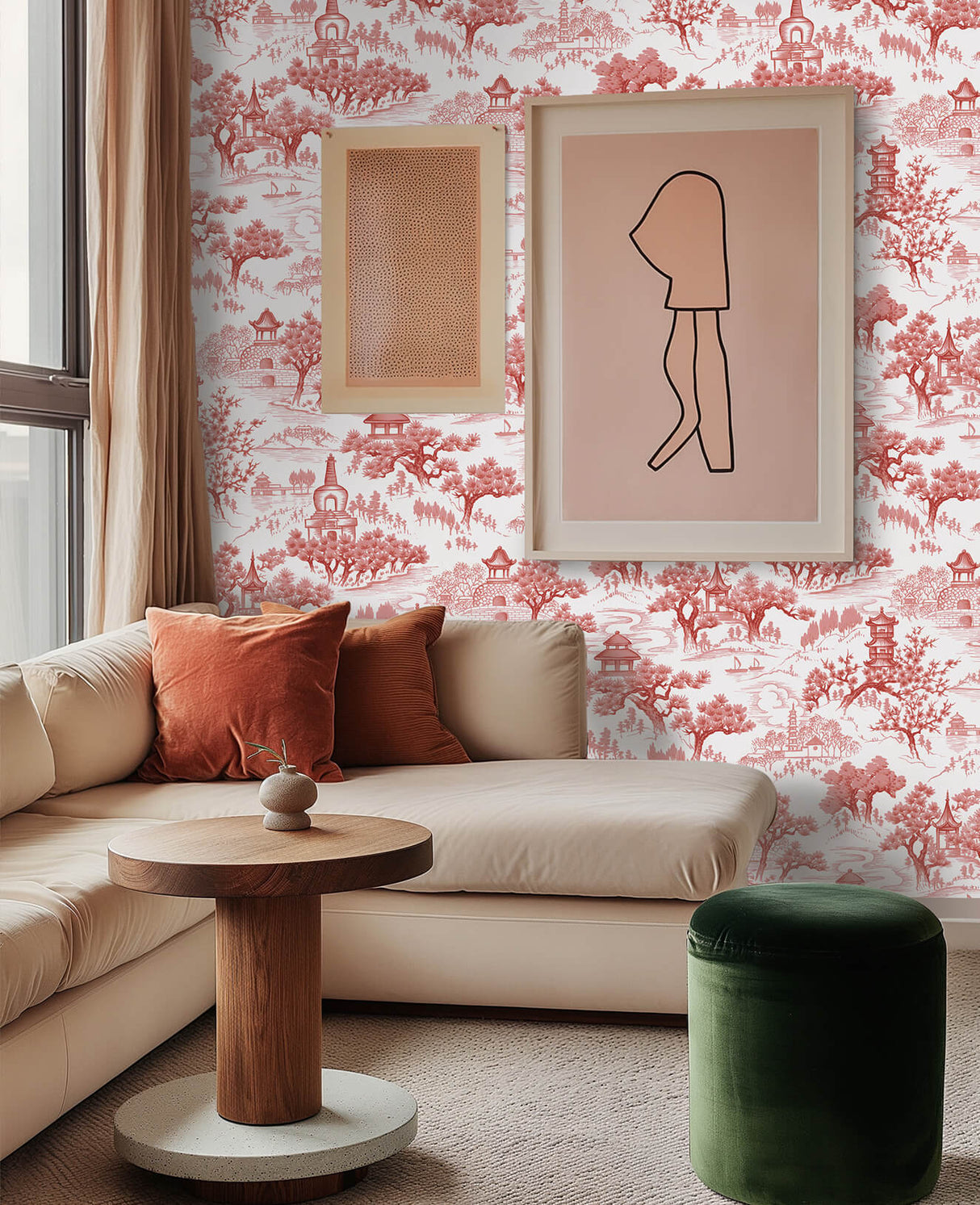 Chinoiserie Orange Wallpaper