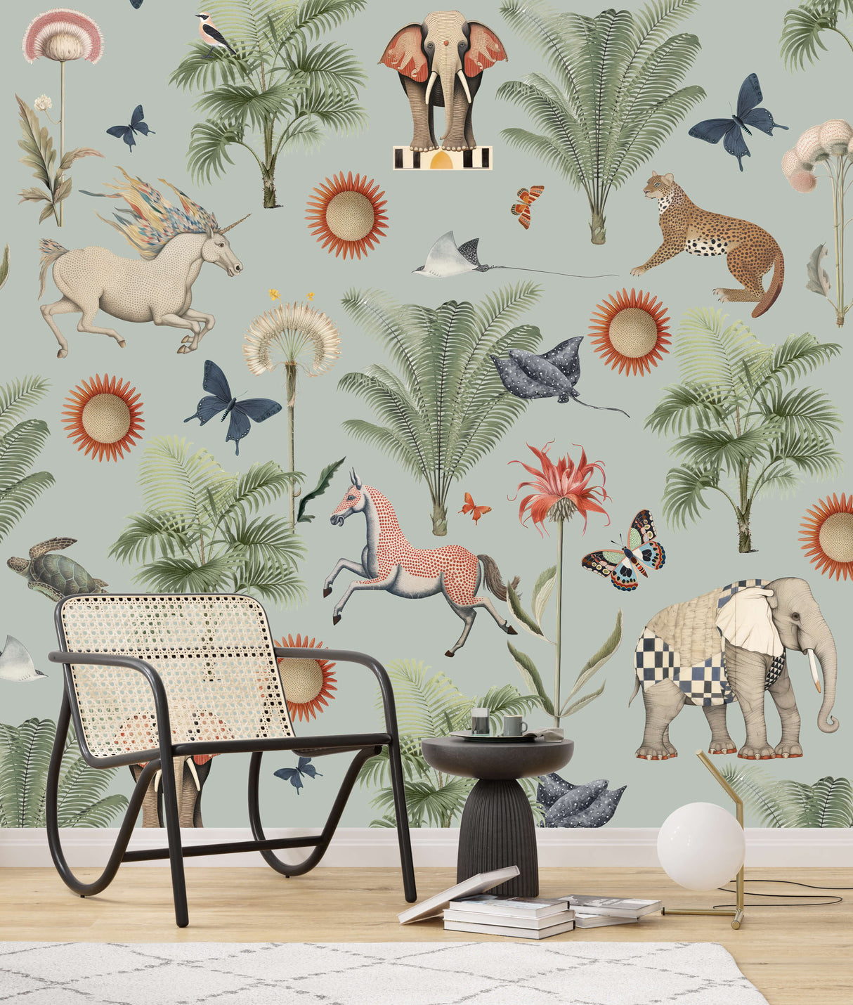 Butterfly Garden Blue Wallpaper Sample
