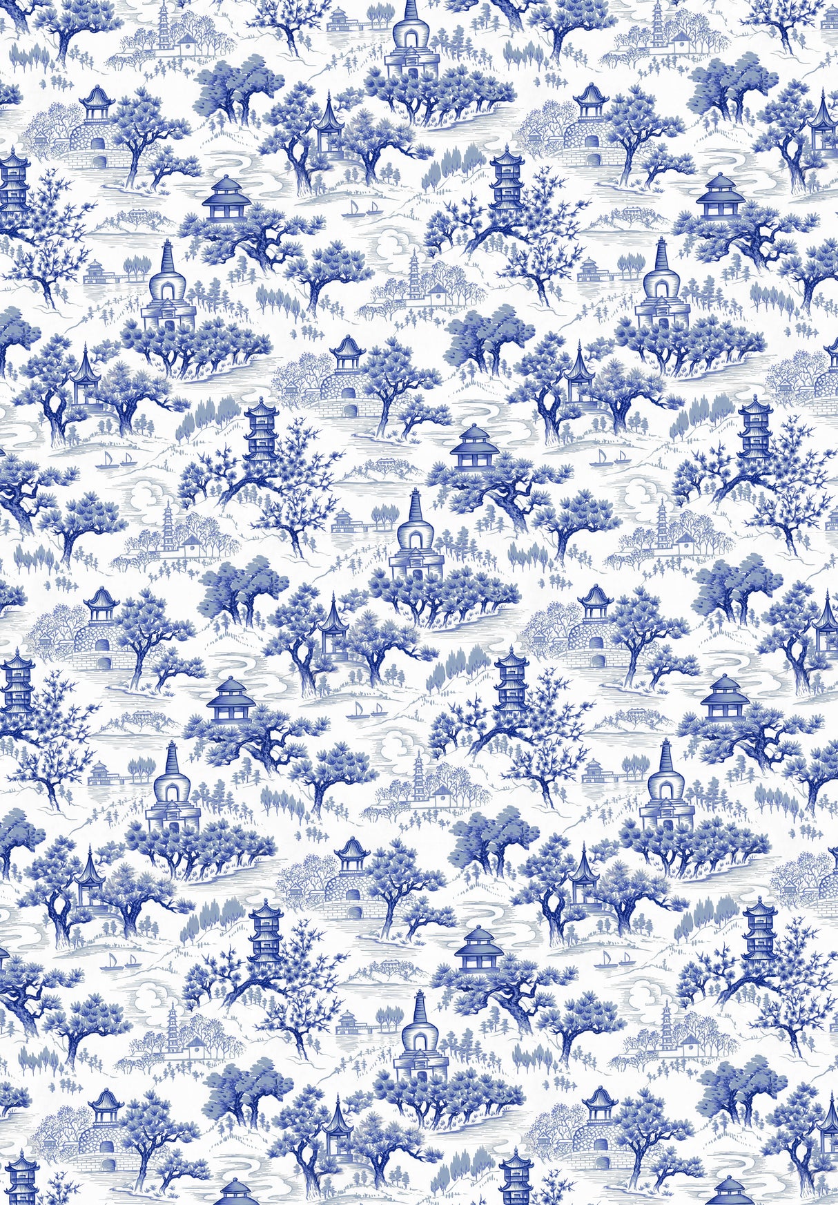 Chinoiserie Blue Behang
