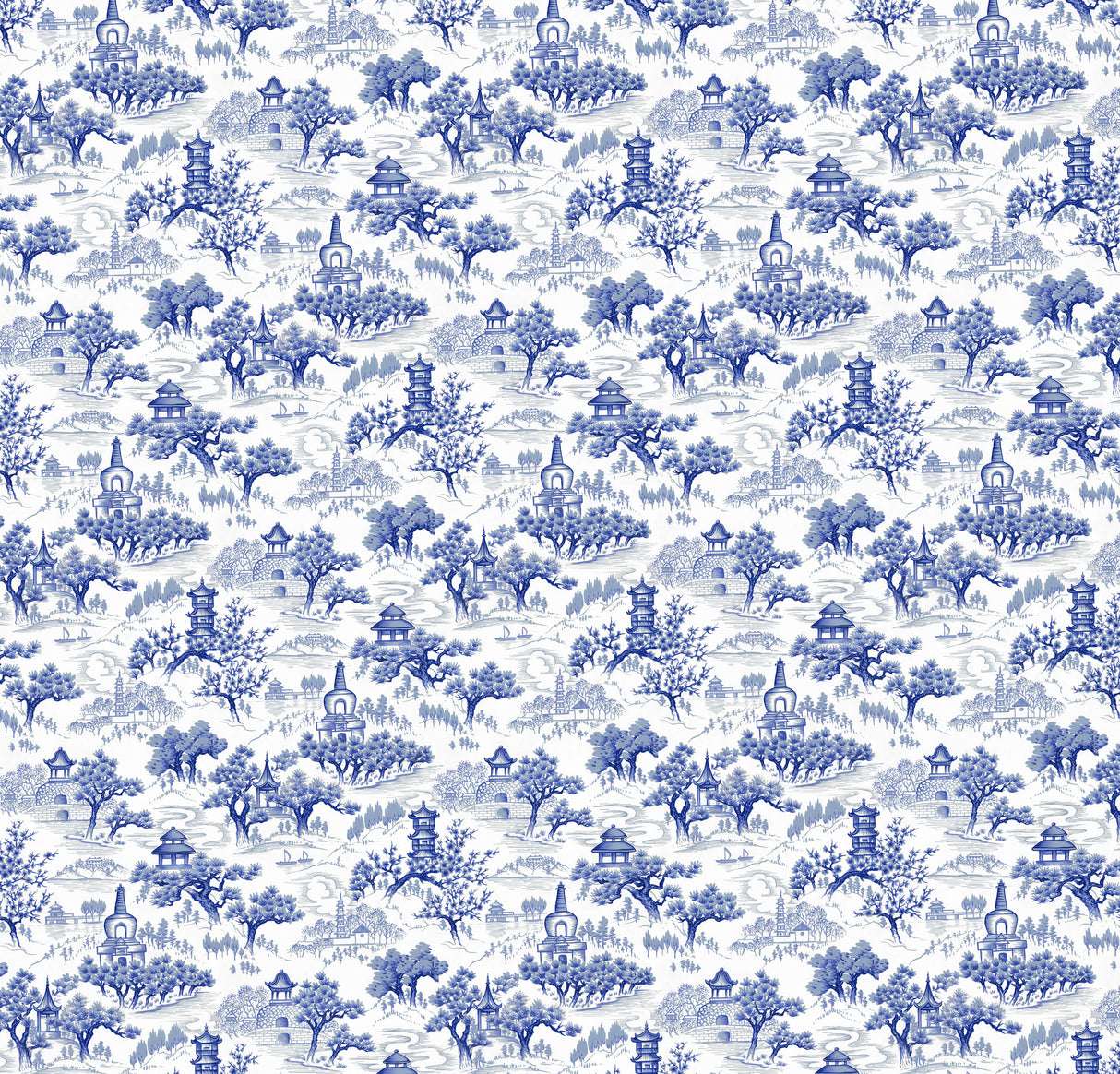 Chinoiserie Blue Behang