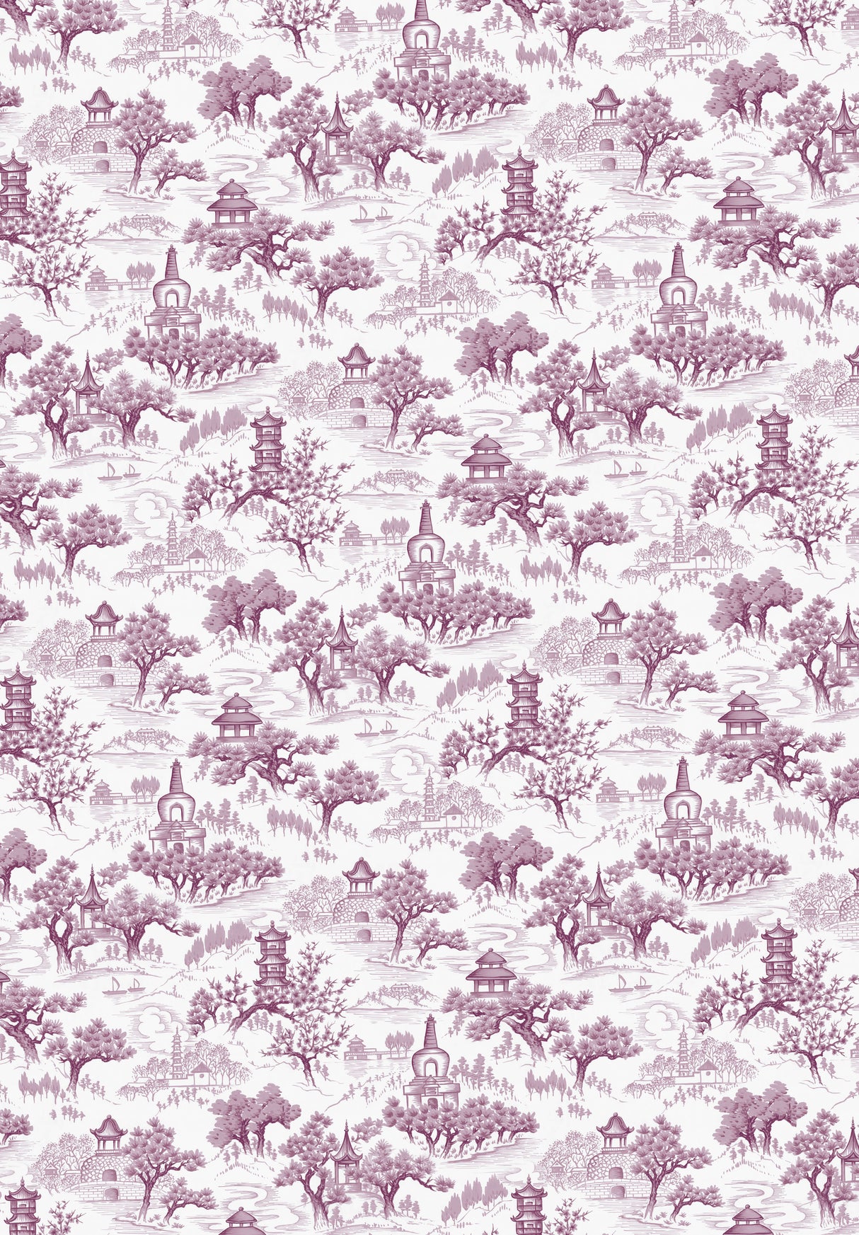 Chinoiserie Purple Wallpaper