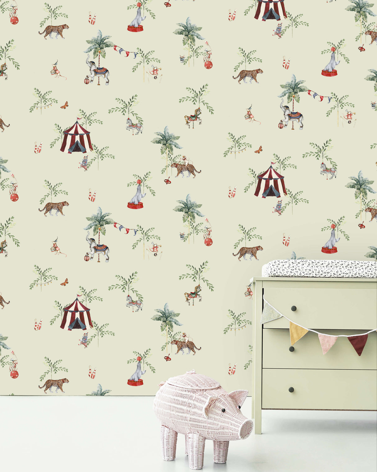 Zirkusleben Grün Tapete Muster