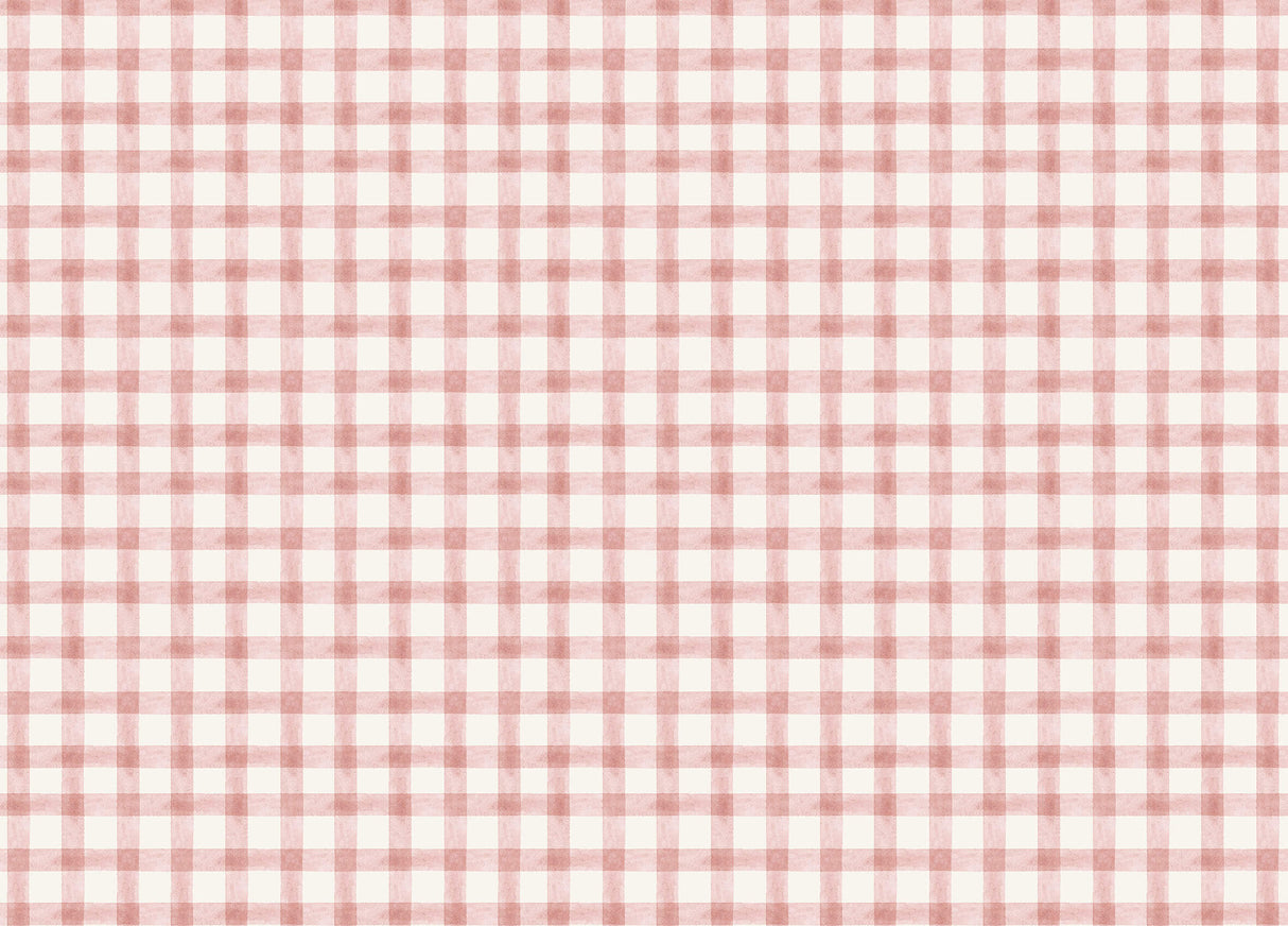 Sage Check Pink Wallpaper