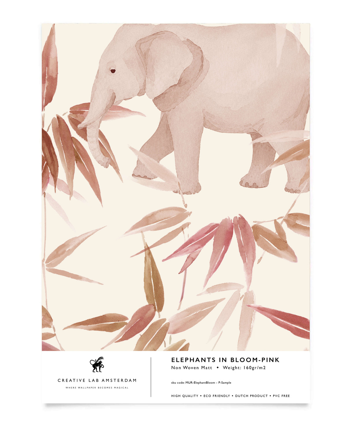 Elephants in Bloom - Pink Sample