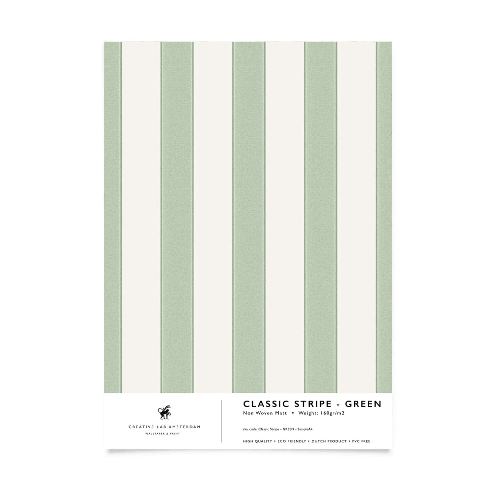 Classic Stripe Green Wallpaper Sample