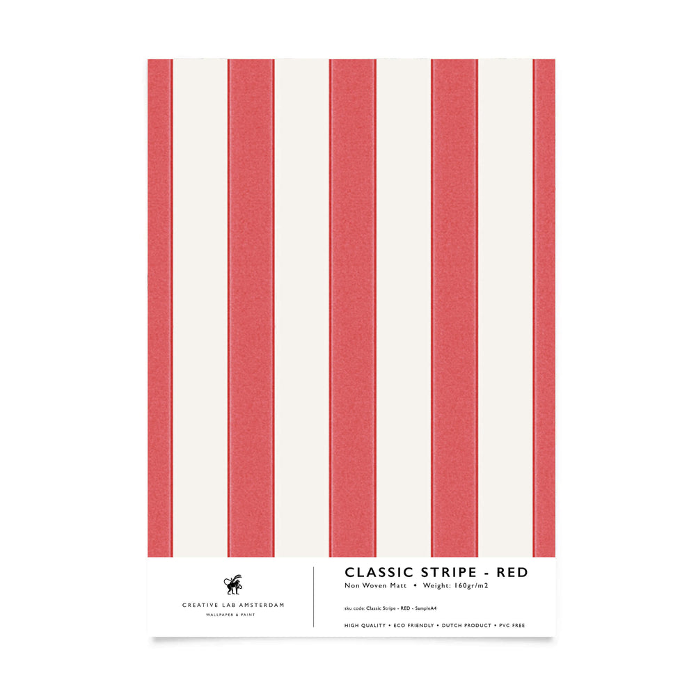 Classic Stripe Red Wallpaper Sample
