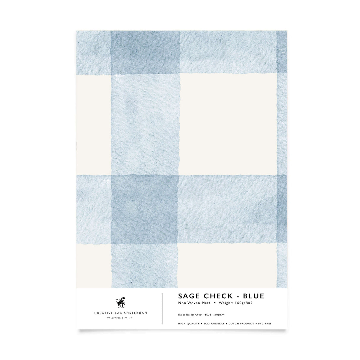 Sage Check Blue Wallpaper Sample