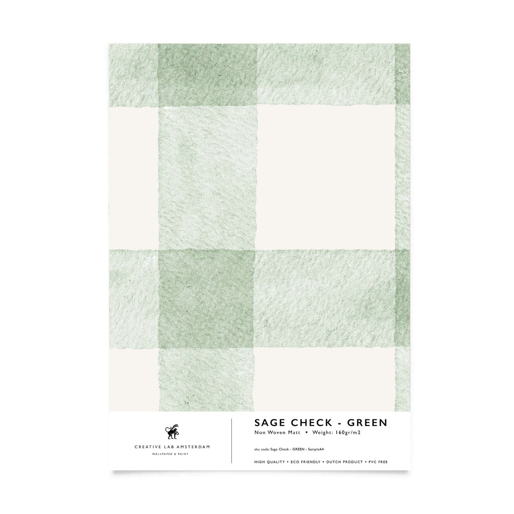 Sage Check Green Wallpaper Sample