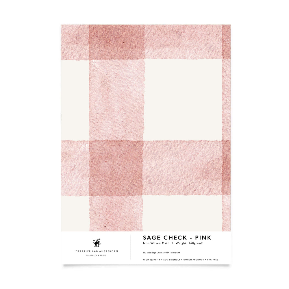 Sage Check Pink Wallpaper Sample