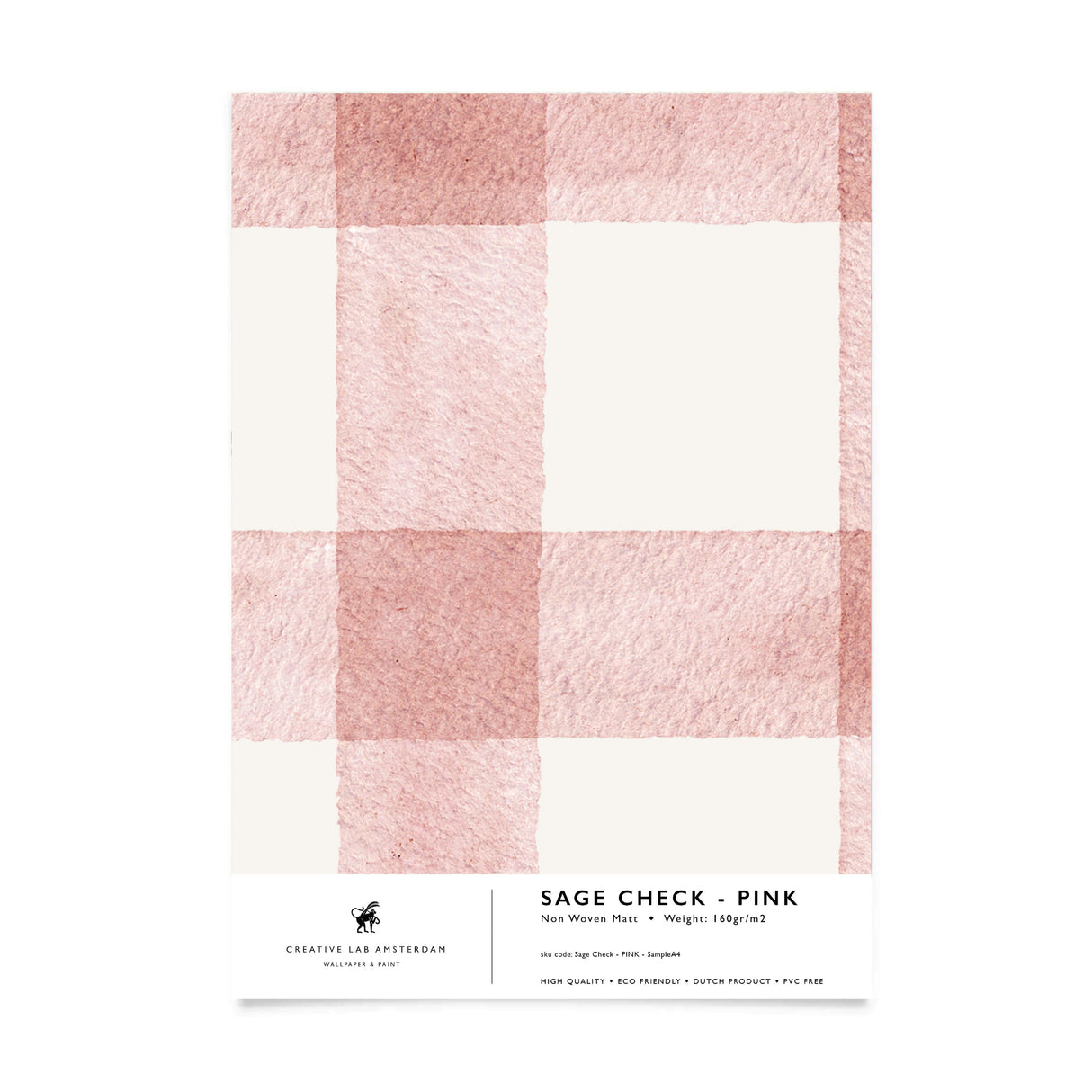 Sage Check Pink Wallpaper Sample