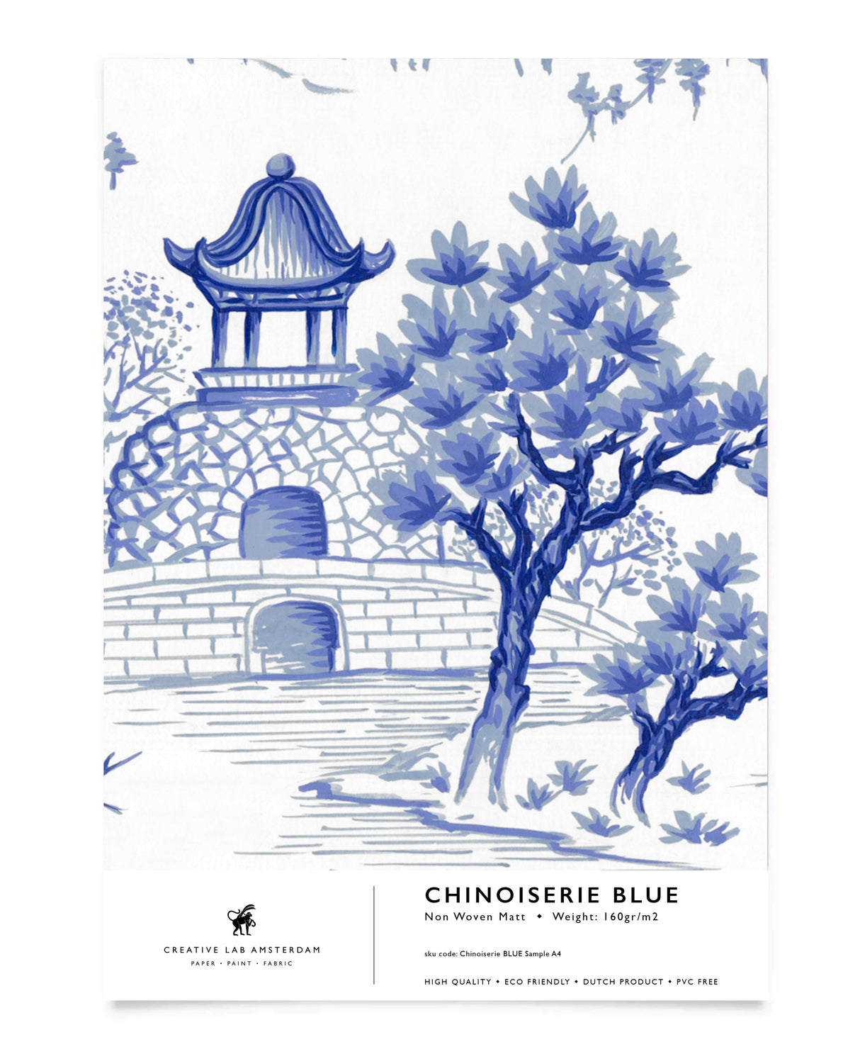 Chinoiserie blue Wallpaper Sample