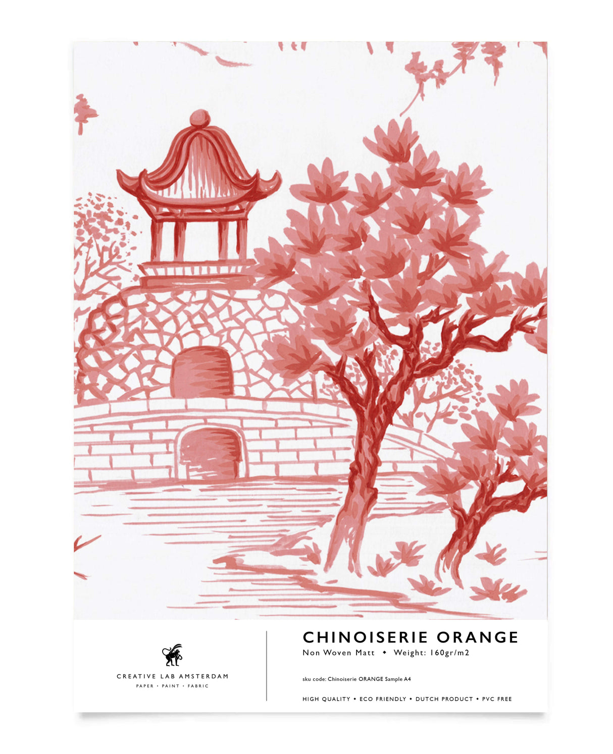 Chinoiserie Orange Wallpaper Sample