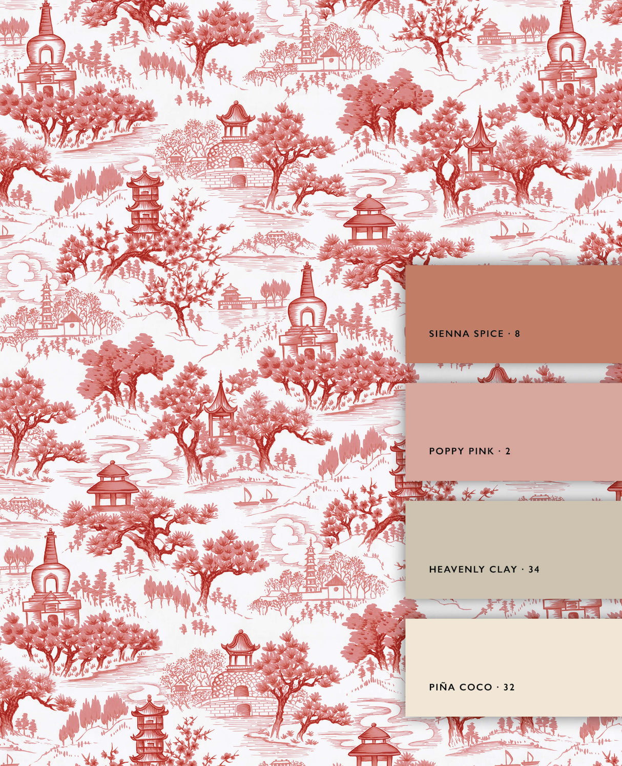Chinoiserie Orange Wallpaper Sample