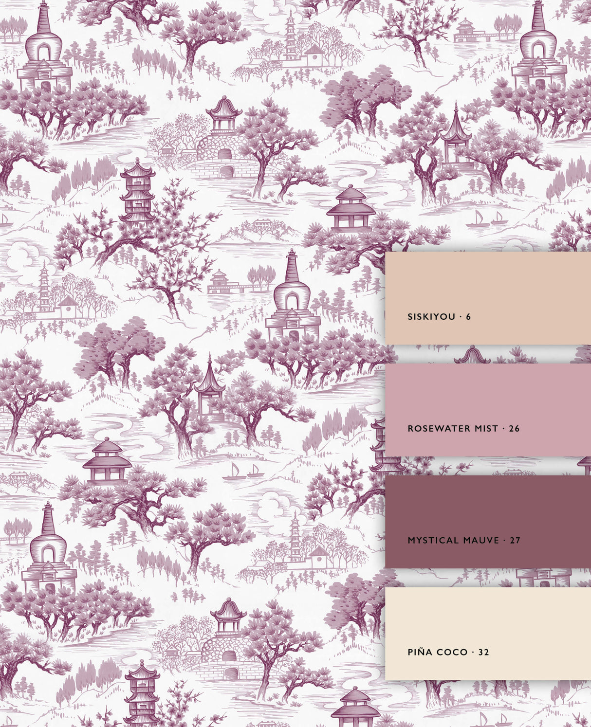 Chinoiserie Purple Wallpaper