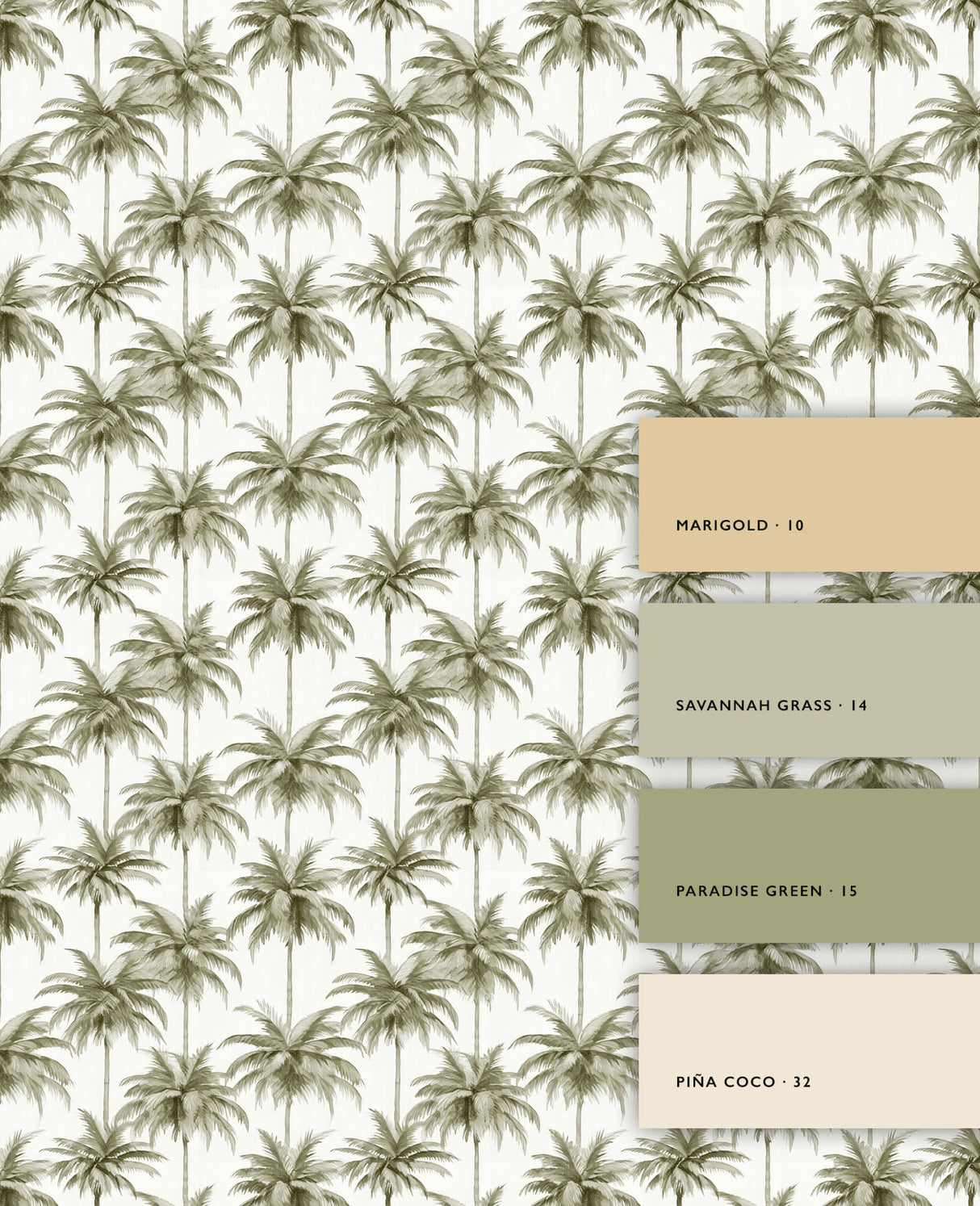 Peony Green Behang Sample