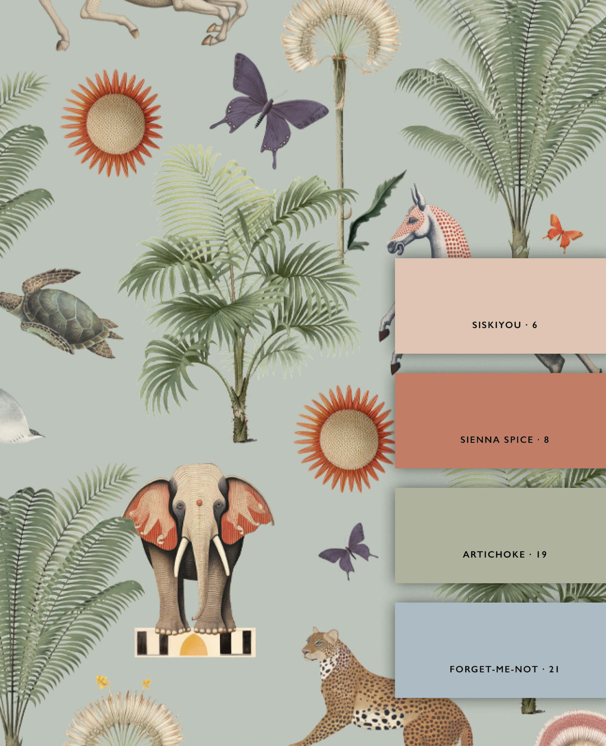 Schmetterlingsgarten Blau Tapete