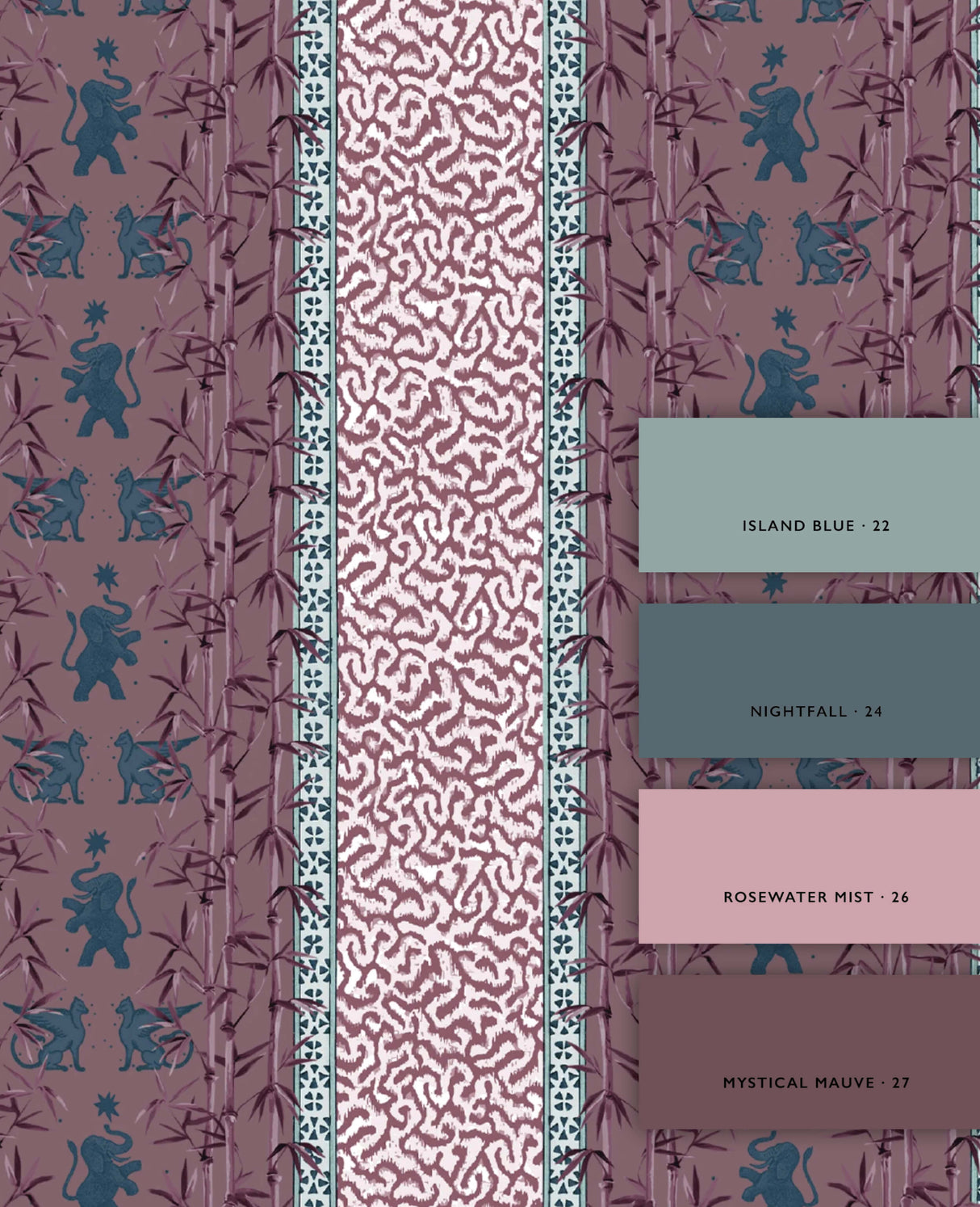 Eclectic Bamboo Ribbon Burgundy Wallpaper