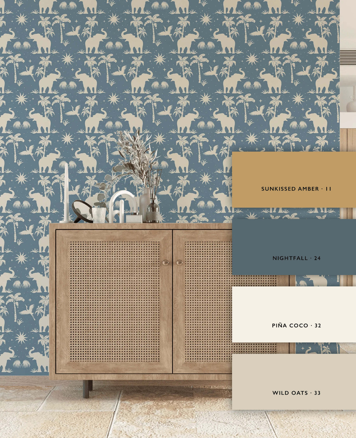 Generous Jungle Blue Wallpaper