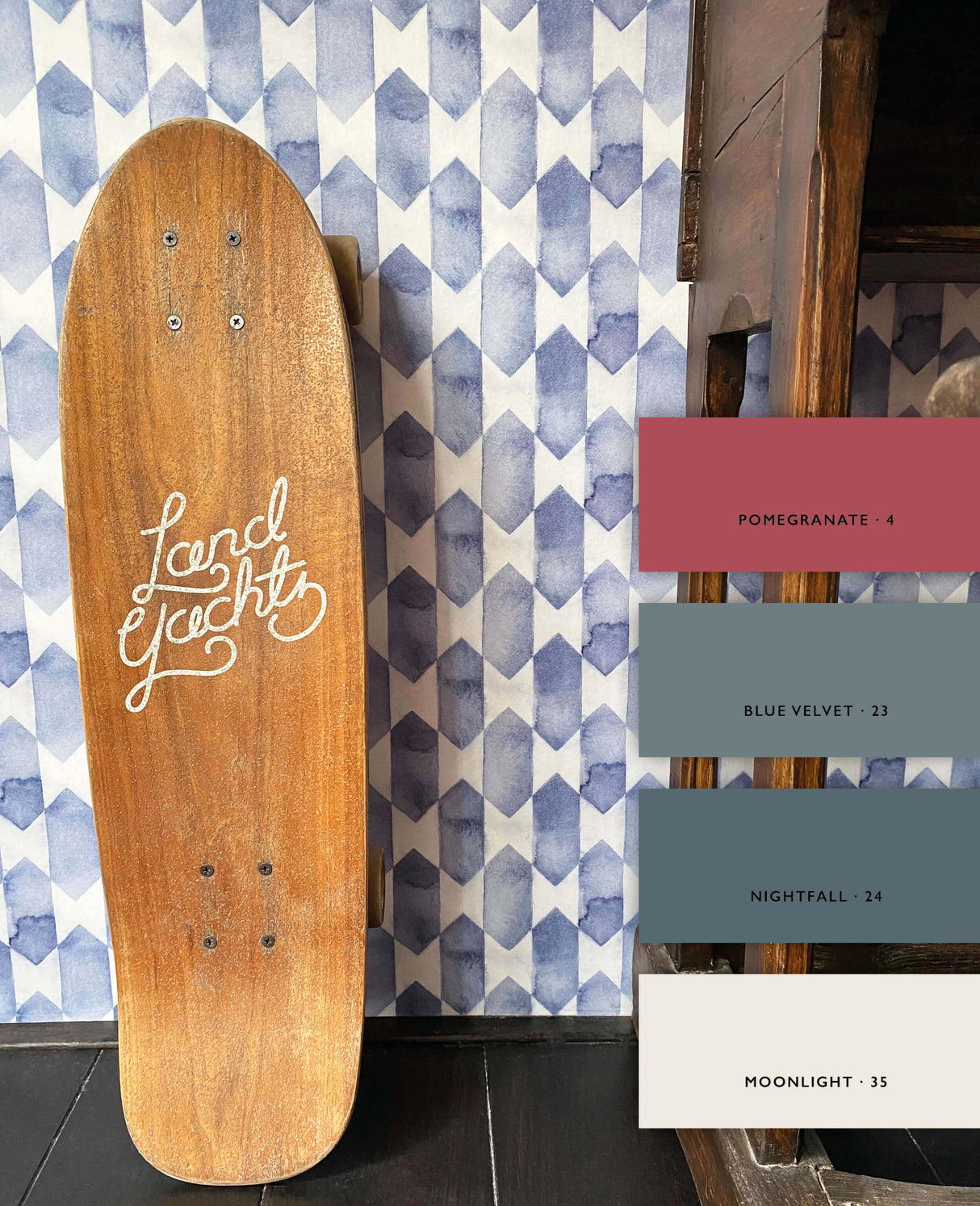 Watercolour Checked Blue Wallpaper