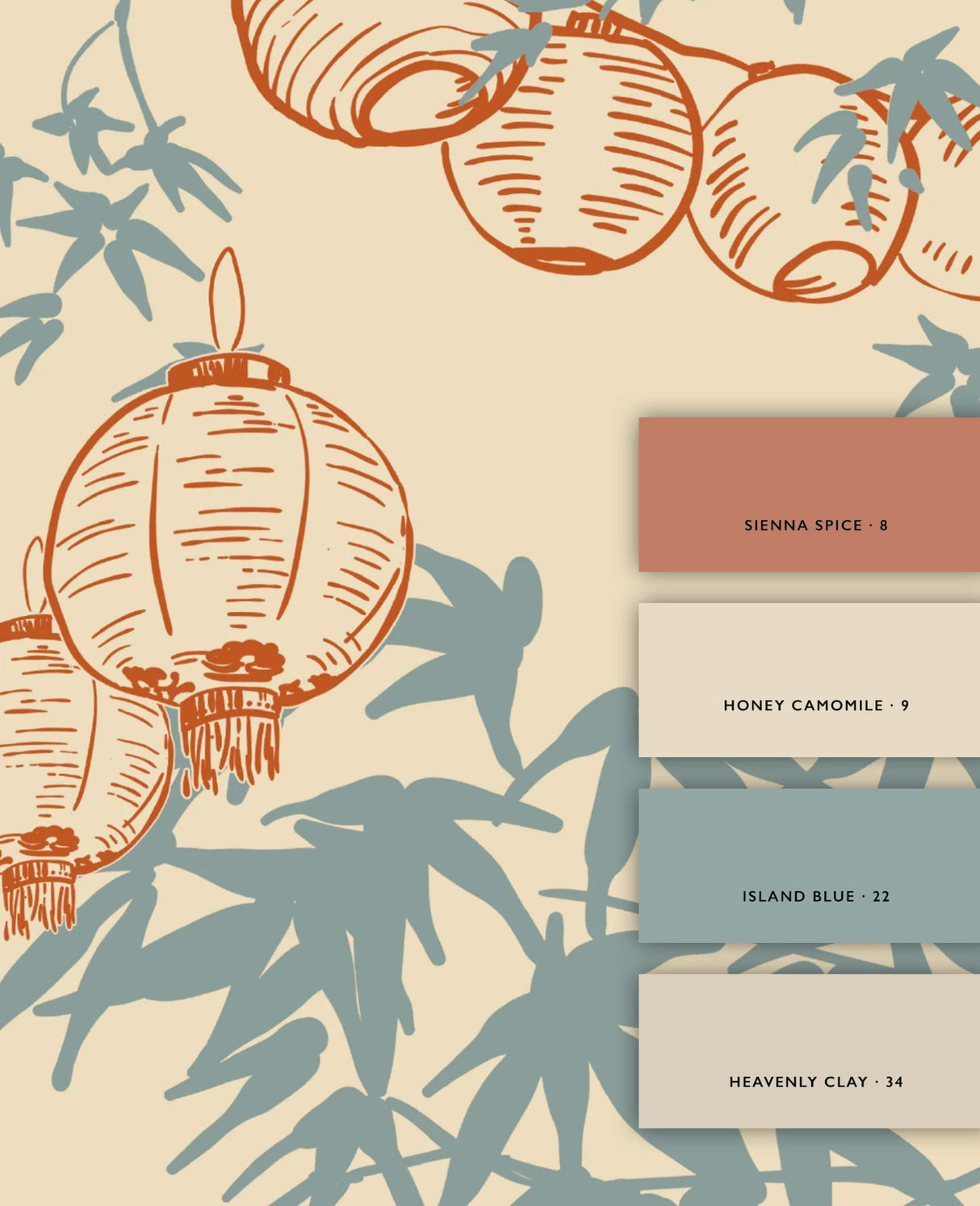 Lantern Festival Light Blue Behang