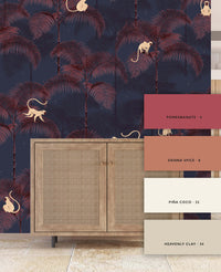 Monkey Night Red Behang