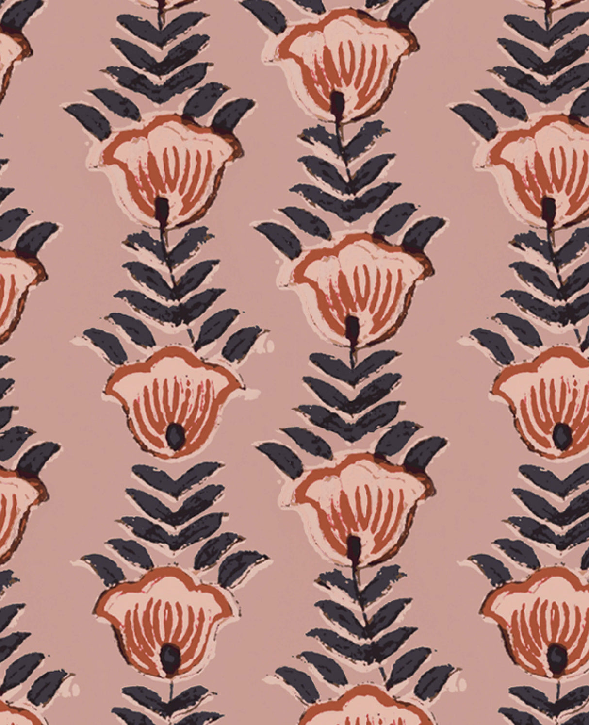 Block Flower Pink Wallpaper