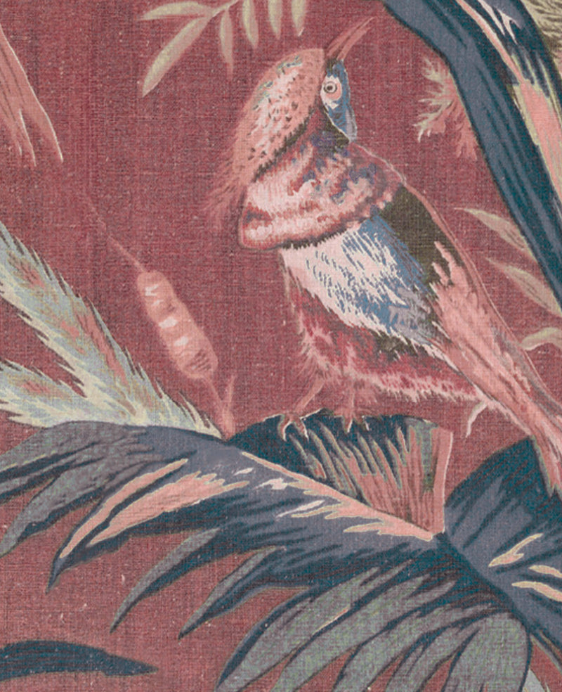 Vintage Feathers Pink Fabric