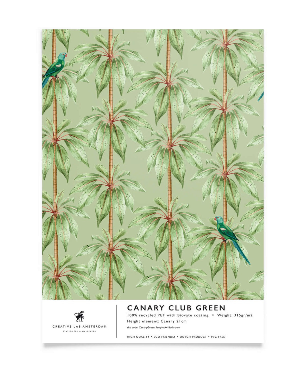 Creative Lab Amsterdam badkamer behang Canary Club Green bathroom Wallpaper sample