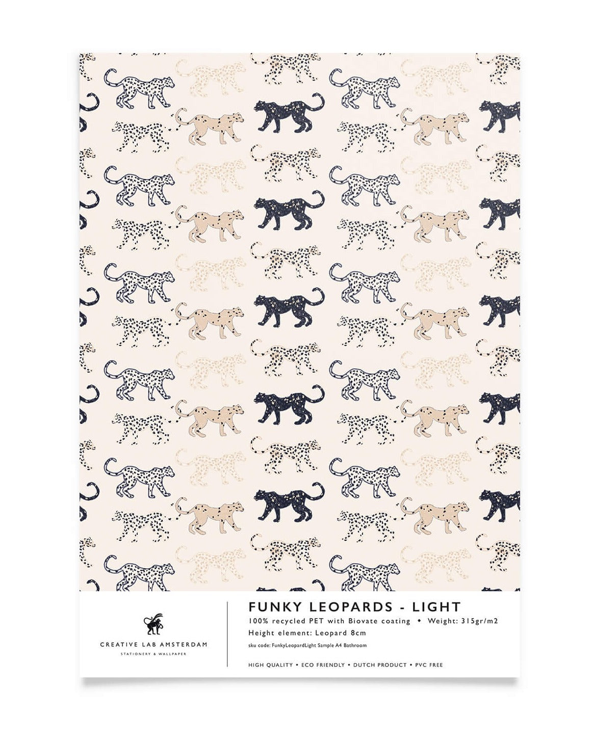 Creative Lab Amsterdam badkamer behang Funky Leopards Light bathroom Wallpaper sample