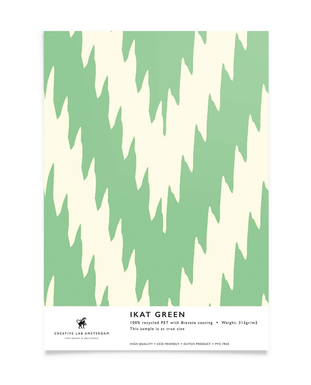 Creative Lab Amsterdam badkamer behang Ikat Green bathroom Wallpaper sample