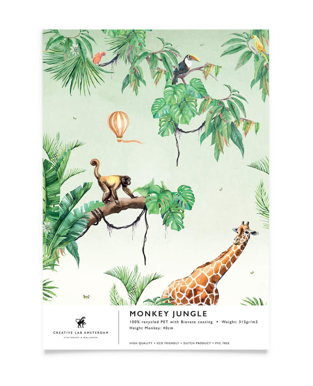 Creative Lab Amsterdam badkamer behang Monkey Jungle bathroom Wallpaper sample