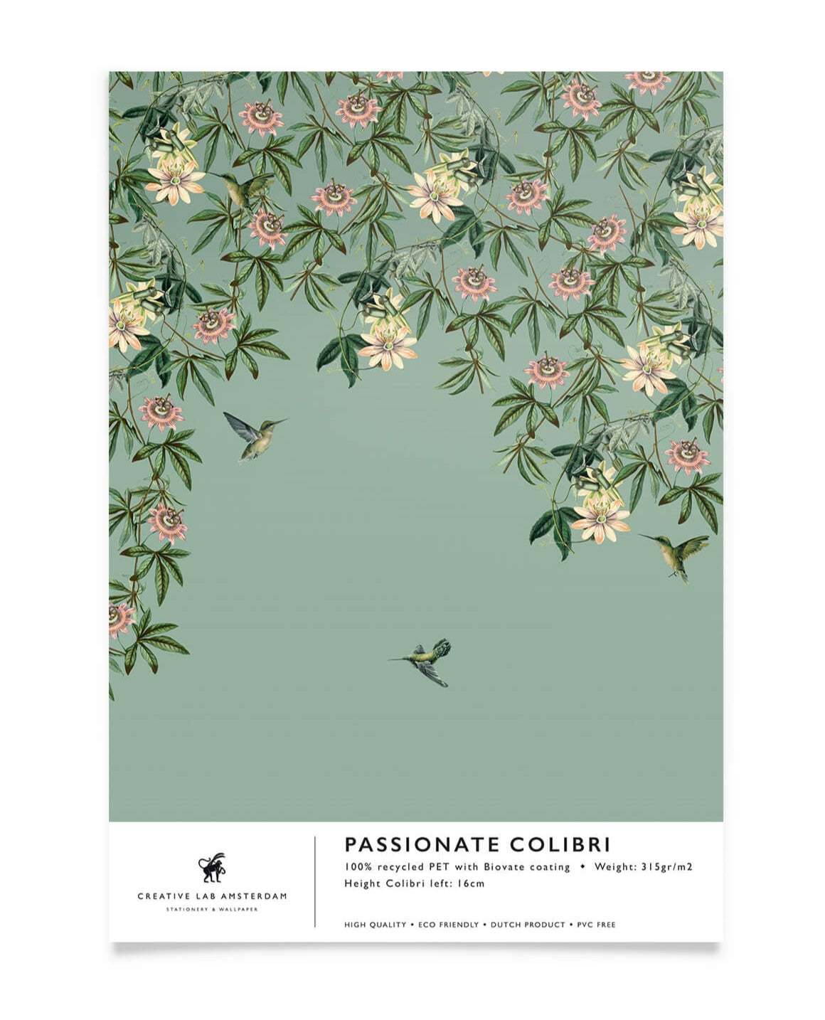 Creative Lab Amsterdam badkamer behang Passionate Colibri bathroom Wallpaper sample