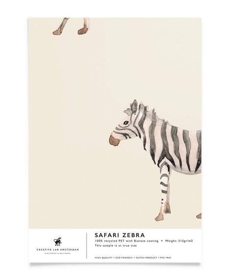 Creative Lab Amsterdam badkamer behang Safari Zebra bathroom Wallpaper sample