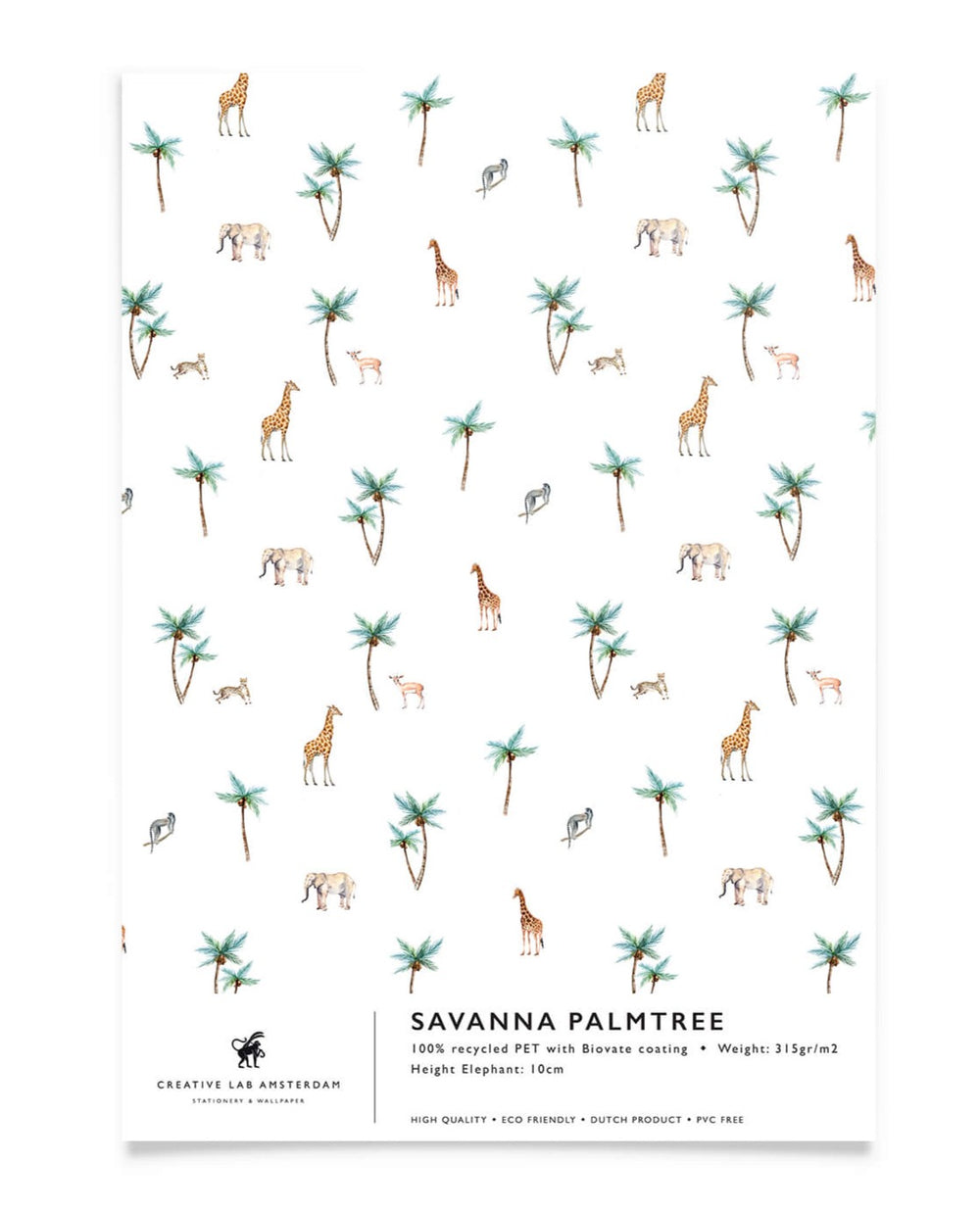 Creative Lab Amsterdam badkamer behang Savannah Palmtree bathroom wallpaper sample