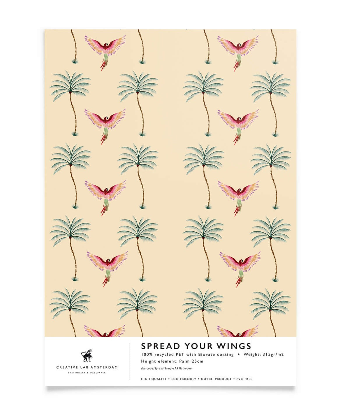 Creative Lab Amsterdam badkamer behang Spread Your Wings bathroom Wallpaper Sample