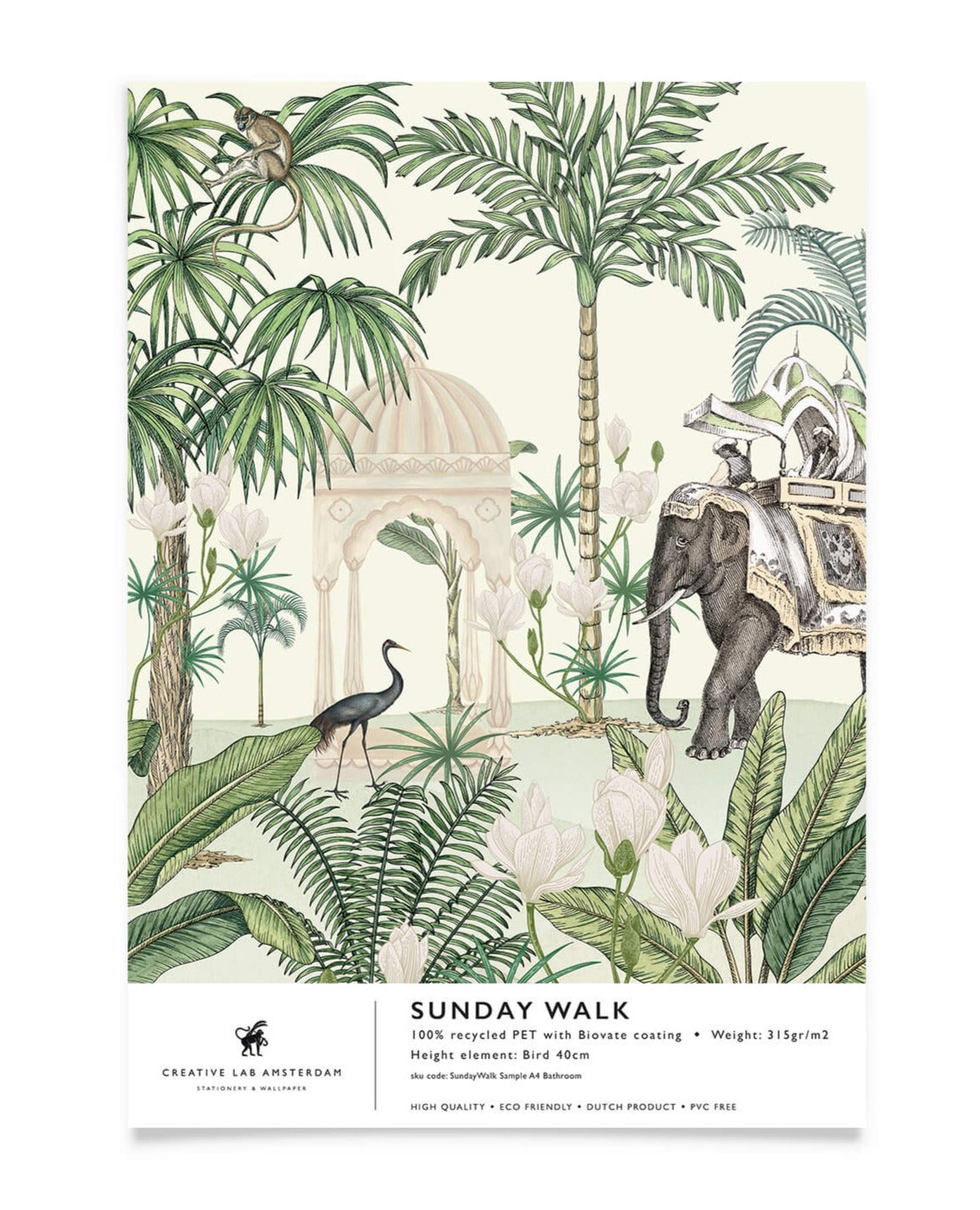 Creative Lab Amsterdam badkamer behang Sunday Walk bathroom Wallpaper sample