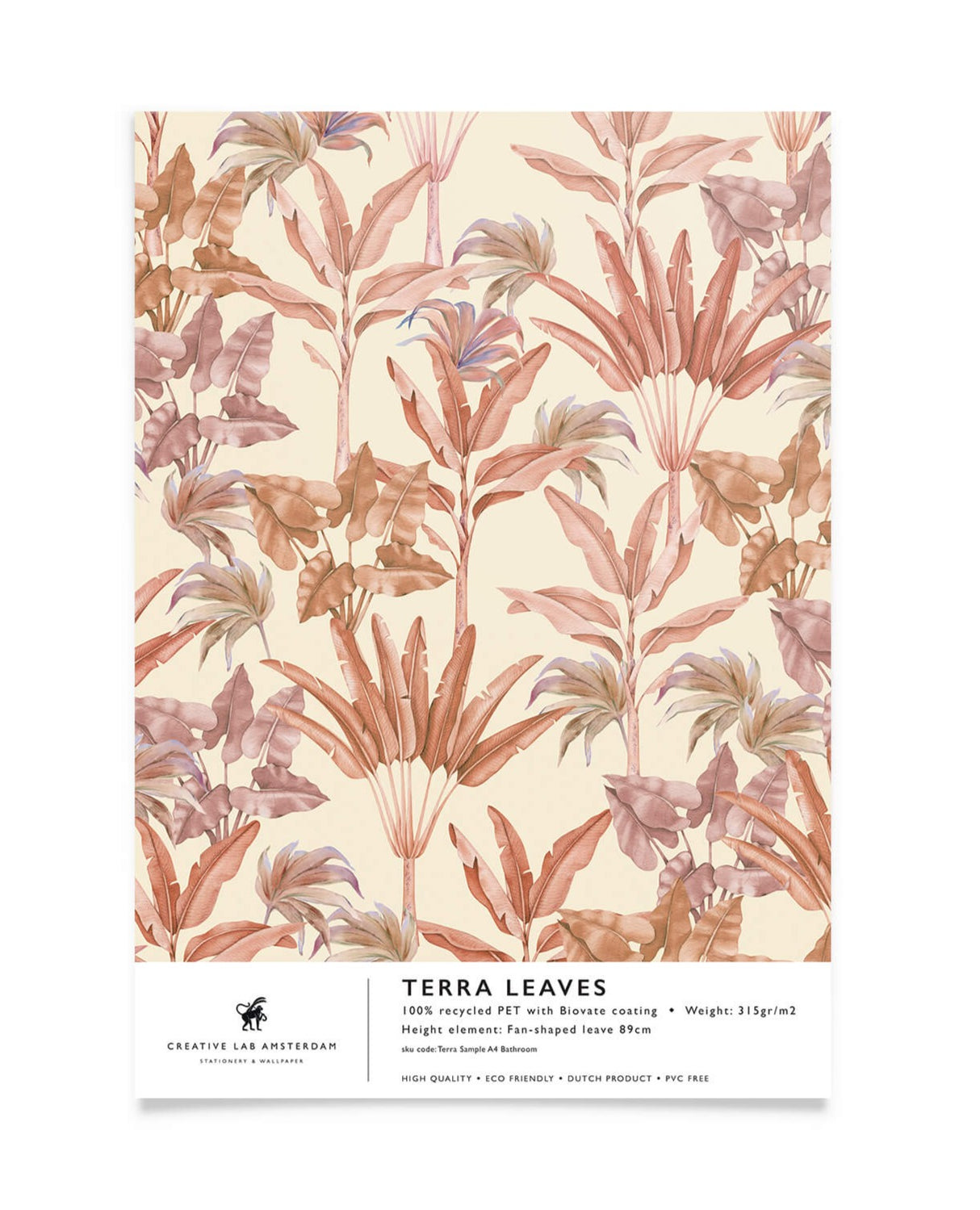 Creative Lab Amsterdam Terra leaves Bathroom Wallpaper sample