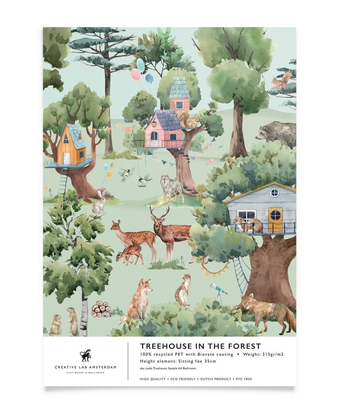 Creative Lab Amsterdam badkamer behang Treehouse in the Forest bathroom Wallpaper sample