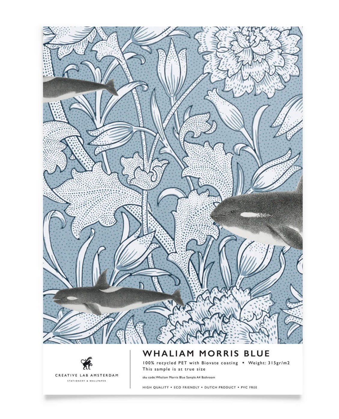 Creative Lab Amsterdam badkamer behang Whaliam Morris Blue bathroom wallpaper