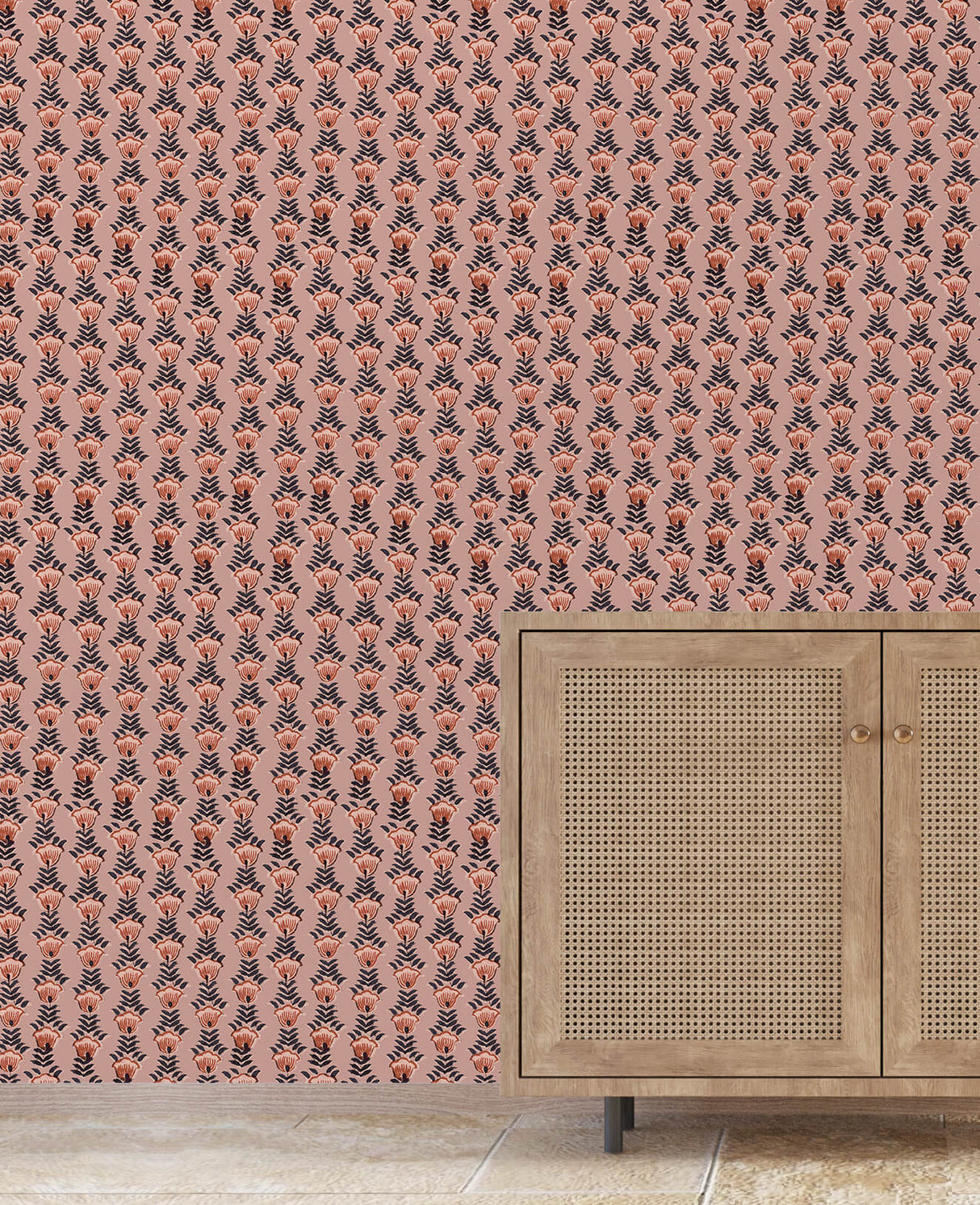 Block Flower Pink Wallpaper