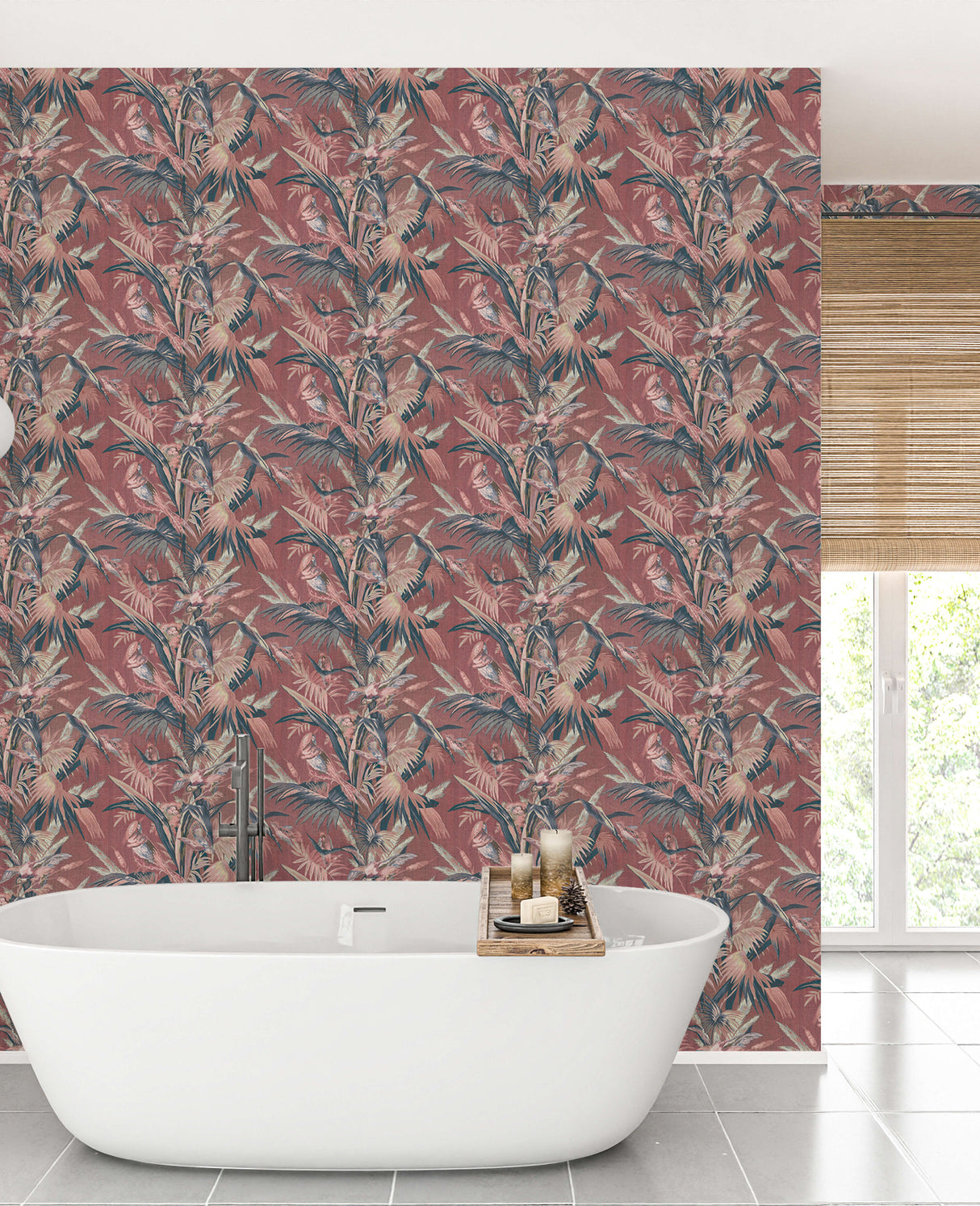 Vintage Feathers Pink Wallpaper