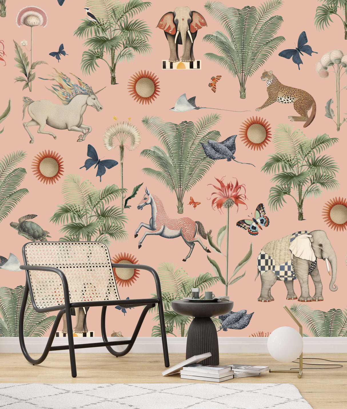 Butterfly Garden Pink Wallpaper Sample