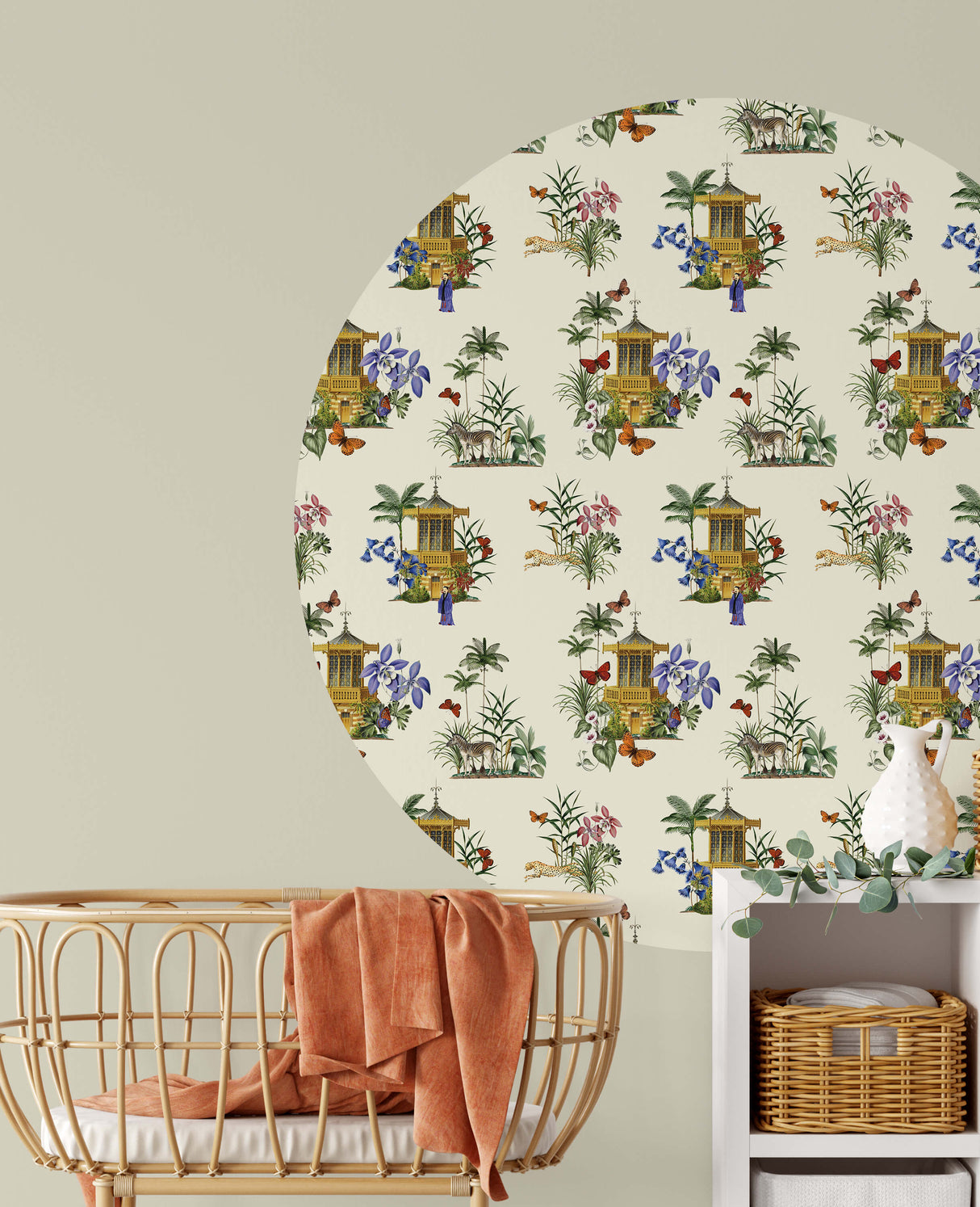 Creative Lab Amsterdam behang cirkel Asian Botanical Garden Vanilla wallpaper circle