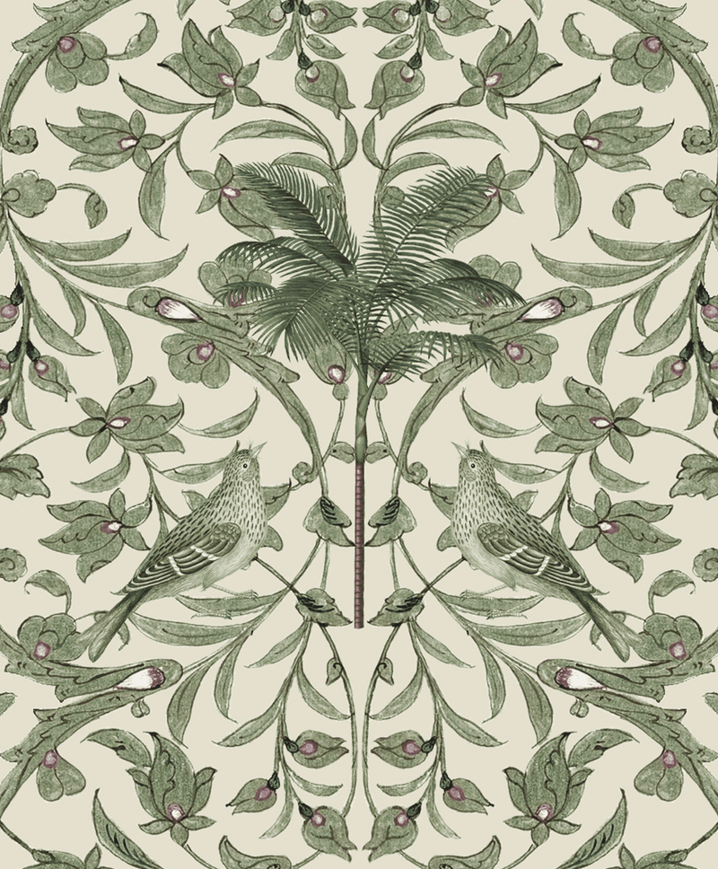 Creative Lab Amsterdam behang Celestial Palm Green wallpaper detail