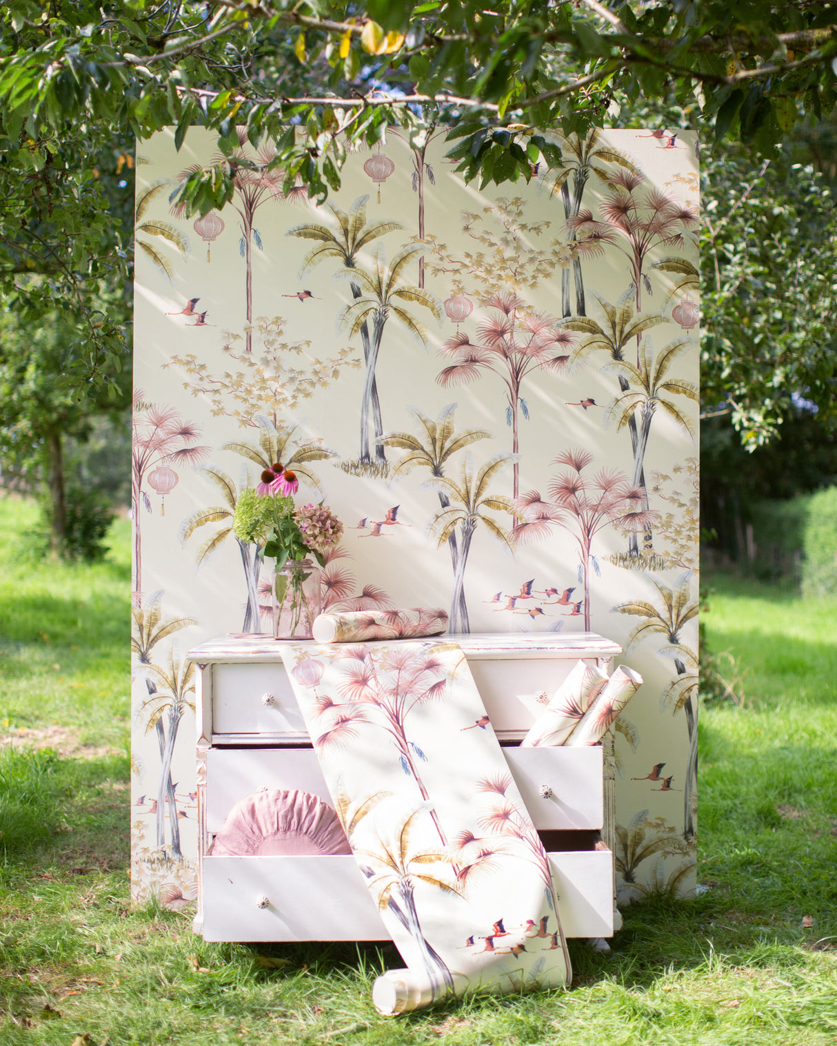 Oriental Flamingo Flight wallpaper by Creative Lab Amsterdam