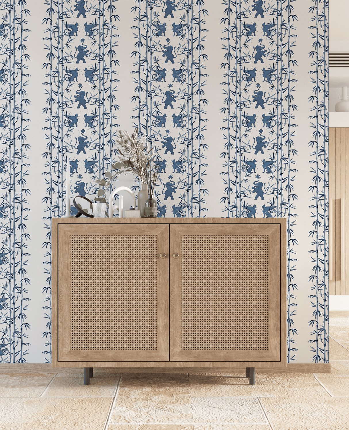 Creative Lab Amsterdam behang Eclectic Bamboo Blue wallpaper
