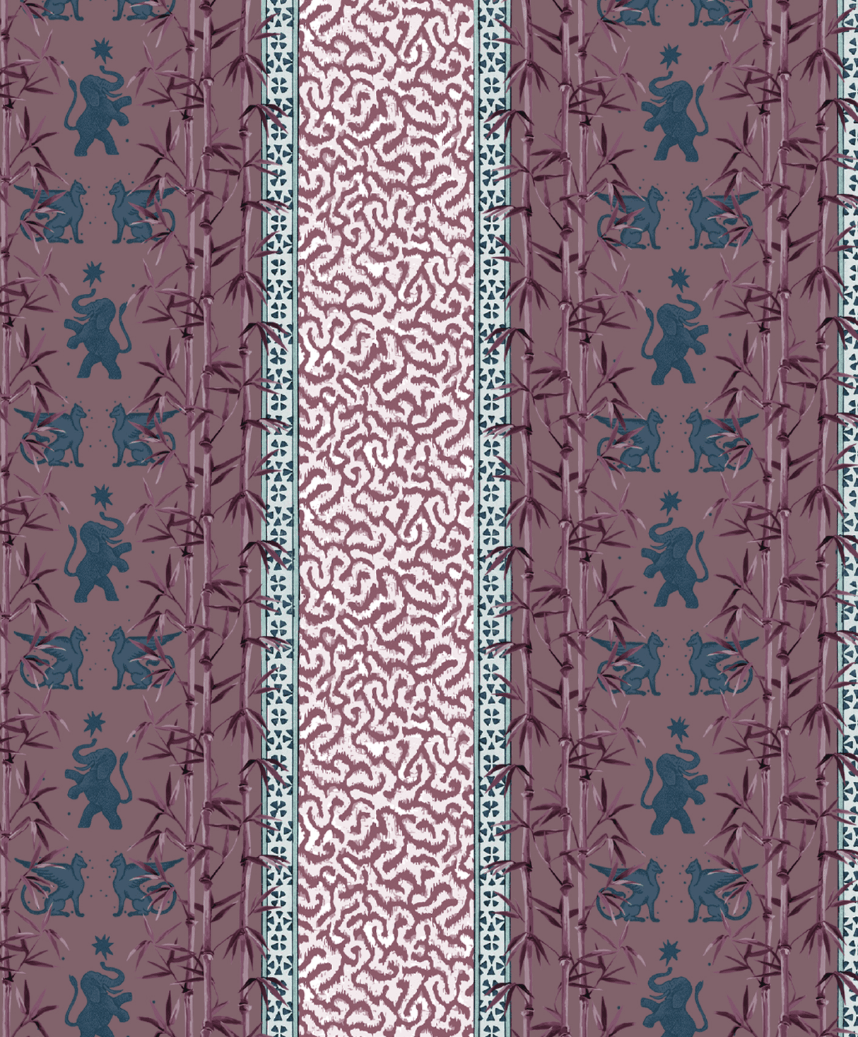 Creative Lab Amsterdam behang Eclectic Bamboo Ribbon Burgundy Wallpaper detail