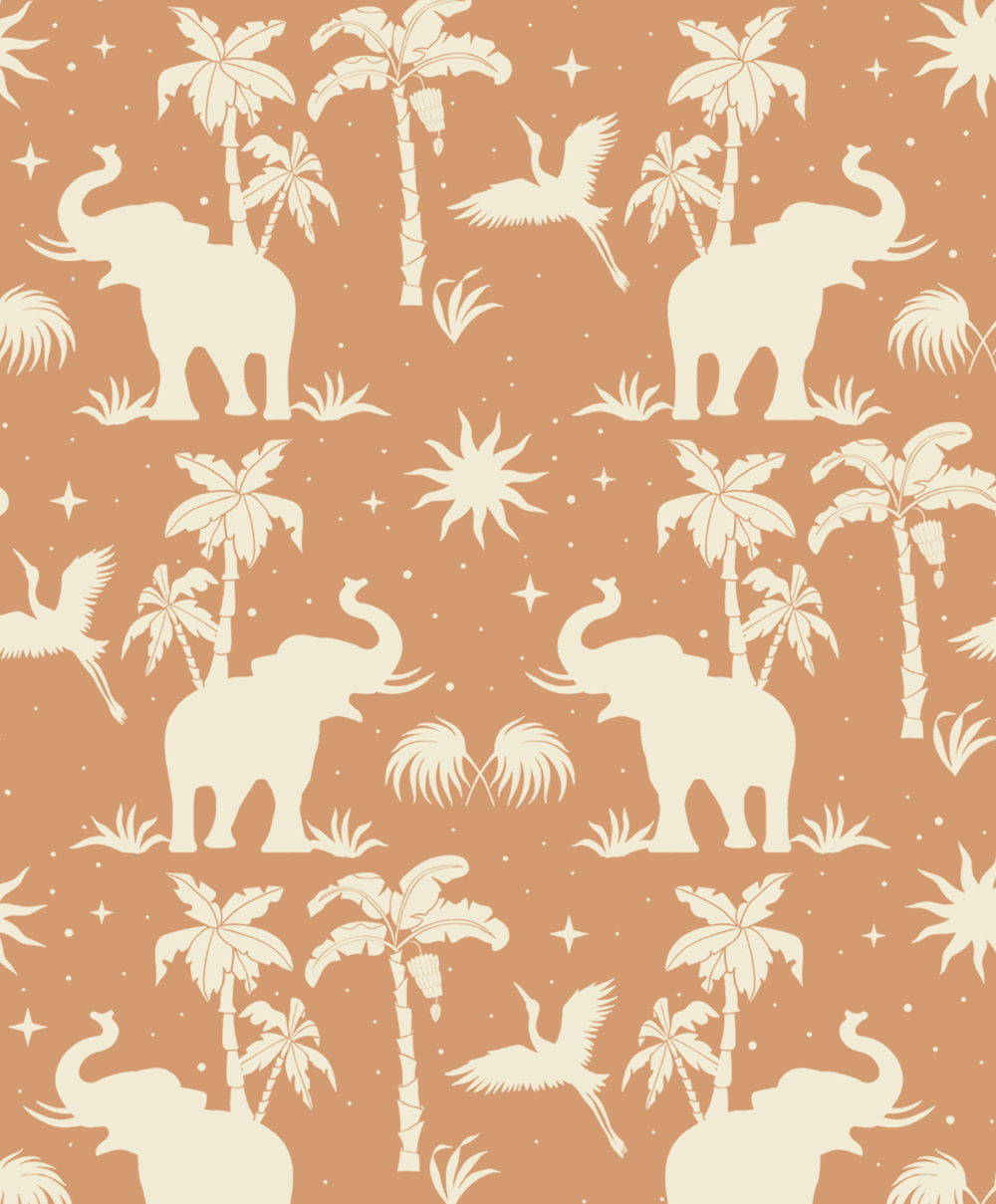 Creative Lab Amsterdam behang Generous Jungle Dusty Orange wallpaper detail